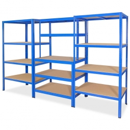 BRB-Clever-Werkstatt, BxTxH 2800x600x1800 mm, Tragkraft je Boden 110/265 kg, Stecksystem Spanplatte/Stahlblech, blau