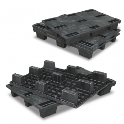 5x Euro-Leichtpalette, schwarz, LxBxH 1200x800x153 mm, Deckfläche geschlossen