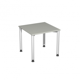 Schreibtisch Komfort, Gestell silber, Dekor lichtgrau, BxTxH 800x800x720 mm