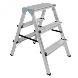 Alu-Doppelleiter mit 2x 3 Stufen, max. Arbeitshöhe 2650 mm, belastbar bis 150 kg