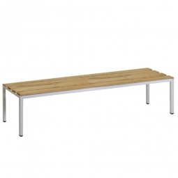 Sitzbank, BxTxH 1500x400x400 mm, Gestell RAL 7035 lichtgrau, Sitzfläche aus Naturholz