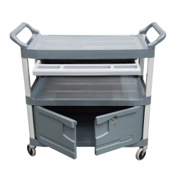 Servierwagen "X-tra" Mehrzweckwagen von Rubbermaid mit Schublade u. Schrank, grau, Belastbarkeit bis 135 kg / je Boden 45 kg
