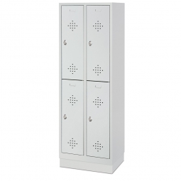 Stahl-Fächerschrank mit Sockel und Drehriegelverschluss, 4 Fächer, BxTxH  610x500x1800 mm
