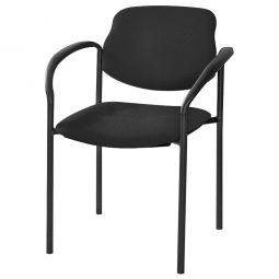 Besucherstuhl mit Armlehnen, Gestell und, Polster schwarz, stapelbar, BxTxH 500x550x820 mm, max. Tragkraft 110 kg