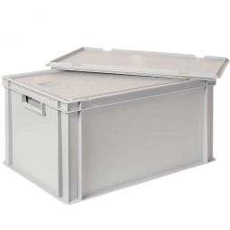 EPS-Thermobox in Eurobox mit Deckel, LxBxH 600x400x320 mm, grau
