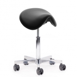 Ergonomischer Sattelhocker "Sella SL12" – elektrisch leitfähig (ESD), Lederlook, Polster schwarz, belastbar bis 120 kg