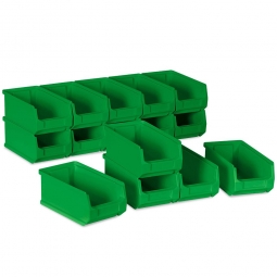Sichtboxen-Set PROFI, 15x LB 5, grün, Inhalt 0,8 Liter, LxBxH 175x100x75 mm, innen 145x85x65 mm