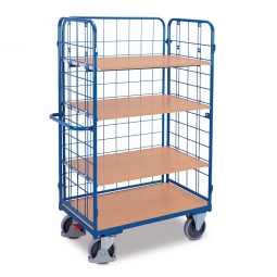 Hoher Etagenwagen mit 3 Wänden und 4 Böden, LxBxH 1190x725x1820 mm, Tragkraft 500 kg