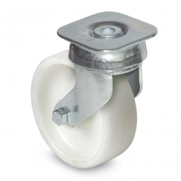 Lenkrolle Stahl verzinkt mit weißem Kunststoff-Rad, (PP) Rad-ØxB 100x34 mm, Tragkraft: 85 kg