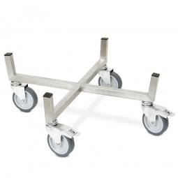 Transportroller für Rundbehälter, Tonnen und Reifen bis Ø 680 mm aus Edelstahl