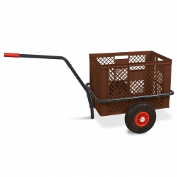 Handwagen mit Kunststoffkorb, H 410 mm, braun, LxBxH 1250x640x660 mm, Tragkraft 200 kg