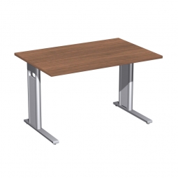 Schreibtisch PREMIUM höhenverstellbar, Rechteck, Nussbaum/Silber, BxTxH 1200x800x680-820 mm
