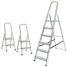 Alu-Bügelleiter-Set, 2x Bügelleiter mit 2 Stufen + 1x Bügelleiter mit 6 Stufen