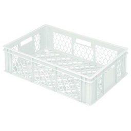 Durchbrochener Eurobehälter mit 4 Durchfassgriffen, LxBxH 600x400x170 mm, 33 Liter, weiß