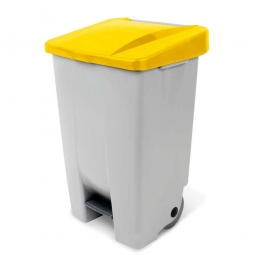 Tret-Abfallbehälter mit Rollen, PP, BxTxH 490x420x740 mm, 80 Liter, grau/gelb