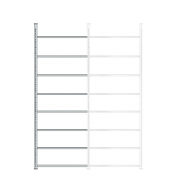 Ordner-Anbauregal mit 8 Böden, kunststoffbeschichtet, Schraubsystem, BxTxH 1000x300x2900 mm