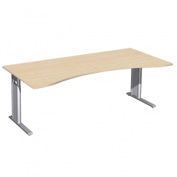 Schreibtisch PREMIUM höhenverstellbar, Ahorn/Silber, BxTxH 2000x800/1000x680-820 mm