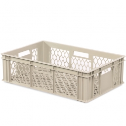 Euro-Gläserkasten, LxBxH 600x400x170 mm, durchbrochen, 4 Durchfassgriffe, 34 Liter, PE-HD, kieselgrau
