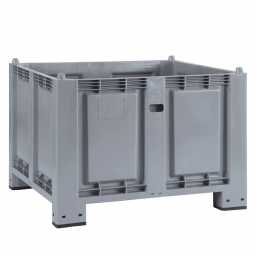 Palettenbox mit 4 Füßen, LxBxH 1200x800x850 mm, Tragkraft 500 kg, grau, Boden/Wände geschlossen