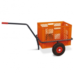 Handwagen mit Kunststoffkorb, H 410 mm, orange, LxBxH 1250x640x660 mm, Tragkraft 200 kg