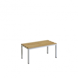 Sitzbank, BxTxH 800x400x400 mm, Gestell RAL 7035 lichtgrau, Sitzfläche aus Naturholz