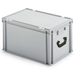 Euro-Koffer aus PP mit 2 Tragegriffen, LxBxH 600x400x330 mm, grau