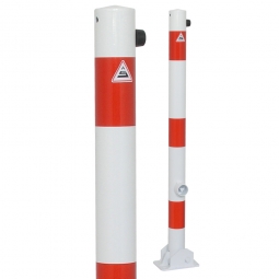 Absperrpfosten, sichtbare Höhe 900 mm, Rundrohr-Ø 60 mm, umklappbar Ausführung, mit Bodenplatte
