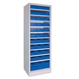 Regal - BxTxH 600x500x1800 mm - 36x Regalkästen LxBxH 400x183x81 mm blau