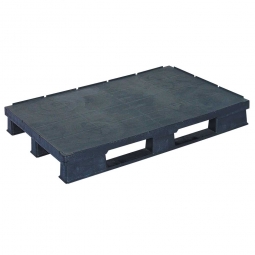 Kunststoffpalette im Euromaß mit 3 Kufen und Sicherungsrand, LxBxH 1200x800x150 mm, geschlossene Deckfläche, schwarz