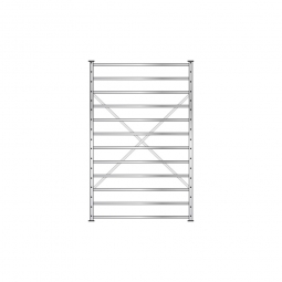 Fächerregal Flex, Stecksystem, glanzverzinkt, BxTxH 1270x315x2000 mm, mit 12 Fachböden