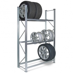 Reifenregal mit 3 Reifenebenen für bis zu 24 Reifen, verzinkt, Stecksystem, BxTxH 1280x425x2000 mm