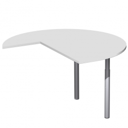 Dreiviertelkreis-Anbauplatte PREMIUM rechts, Lichtgrau/Silber, BxTxH 1200x1200x680-820 mm, höhenverstellbar