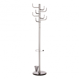 Klassische Standgarderobe mit 8 Kleiderhaken, silber, HxØ 1800x380 mm