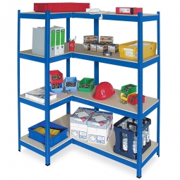 Fachbodeneckregal für schwere Lasten, rechts, 4 Ebenen, BxTxH 900/1300x400x1800 mm, Tragkraft 265 kg/Boden, Stecksystem, kunststoffbeschichtet