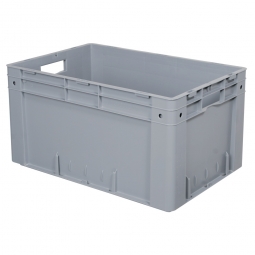 Schwerlastbehälter, geschlossen, PP, LxBxH 600x400x320 mm, 60 Liter, 2 Durchfassgriffe, grau
