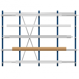 Komplettes Kragarmregal, leichte Ausführung, einseitige Nutzung, BxTxH 4295x500x2480 mm, Achsmaß 1060 mm, Gesamt-Tragkraft 4375 kg