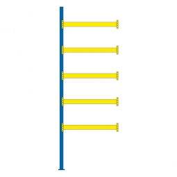 Paletten-Anbauregal für 12 Europaletten, Tragbalkenebenen mit 38 mm Spanplattenböden, Fachlast 2200 kg/Tragbalkenpaar, BxTxH 1885 x 1100 x 5500 mm