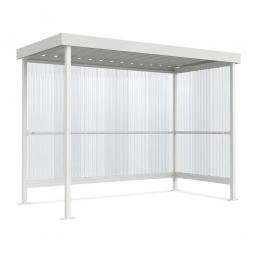 Raucher- und Pausenunterstand, Rahmen grauweiß RAL 9002, BxTxH 2960x1580x2360 mm