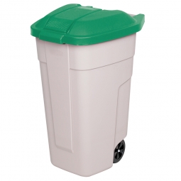 Fahrbare Tonne - 100 Liter, BxTxH 510x550x850 mm, beige/grün