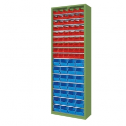 Schrank mit Sichtboxen, ohne Türen, BxTxH 700x300x1980 mm, resedagrün RAL 6011