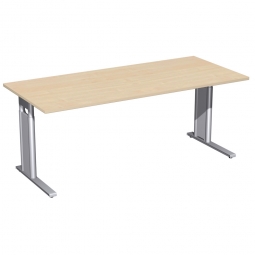 Schreibtisch PREMIUM höhenverstellbar, Rechteck, Ahorn/Silber, BxTxH 2000x800x680-820 mm