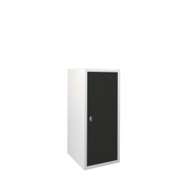 Halbhoher Spind/Schließfach-Schrank aus Stahlblech, BxTxH 415x490x900 mm, Korpus lichtgrau, Türen anthrazitgrau