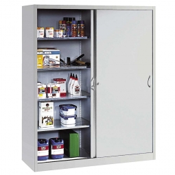 Schiebetürenschrank mit 8 Böden und Mitteltrennwand, BxTxH 1600x400x1950 mm
