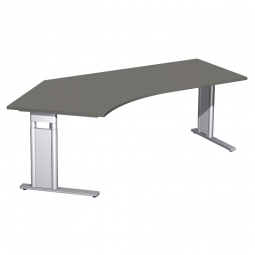 Schreibtisch PREMIUM höhenverstellbar, 135° links, Graphit/Silber, BxTxH 2166x800/1130x680-820 mm