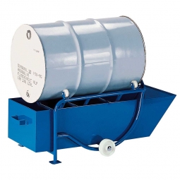 Fasskipper mit 208 Liter Auffangwanne und Kunststoffrollen-Fassauflage, Tragkraft 250 kg,
