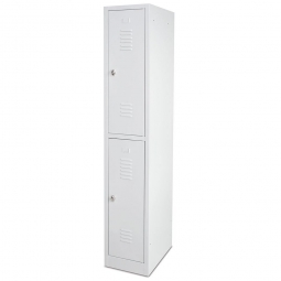 Stahl-Fächerschrank mit Sockel und Drehriegelverschluss, 2 Fächer, BxTxH 320x500x1800 mm