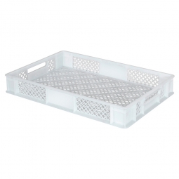 Durchbrochener Eurobehälter mit 2 Durchfassgriffen, LxBxH 600x400x90 mm, 15 Liter, weiß