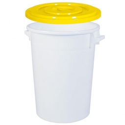 Rundtonne, 100 Liter, Ø oben/unten 520/415 mm, Höhe 670 mm, weiß + GRATIS Tonnendeckel, gelb