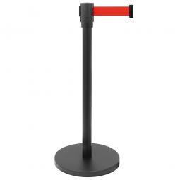 Personenleitsystem, Ständer ØxH 350/50x900 mm, Gurt BxH 1800x47 mm, Ständer schwarz/Gurt rot