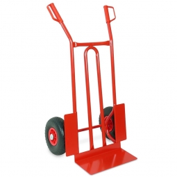 Stahl-Sackkarre mit pannensicheren Reifen, BxTxH  570x500x1070 mm, Tragkraft 200 kg, RAL 3000 Feuerrot